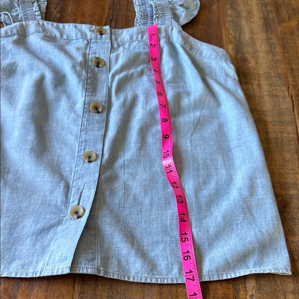 J. Crew Blue Button-Front Ruffle Blouse - Picture 9 of 13